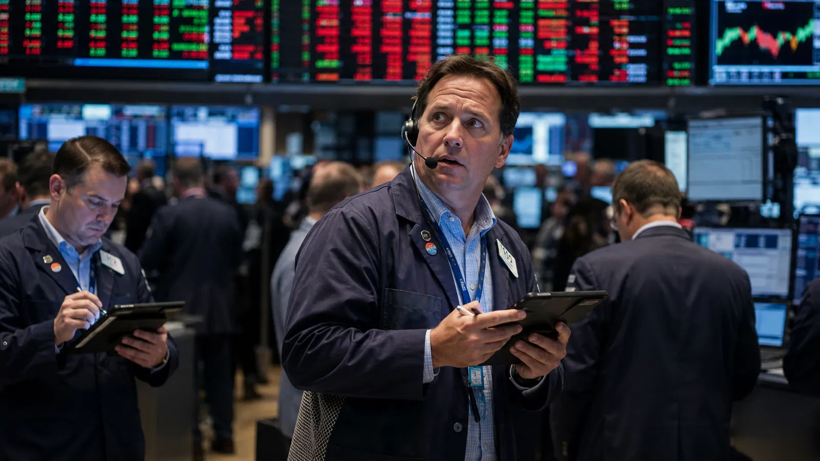 Bolsa de Nairóbi, investidores locais e telas de empresas globais de tecnologia.