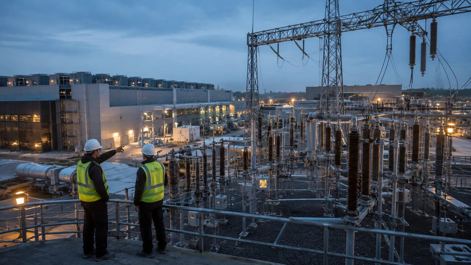 Fábrica Siemens automatizada, painéis elétricos e data center real.