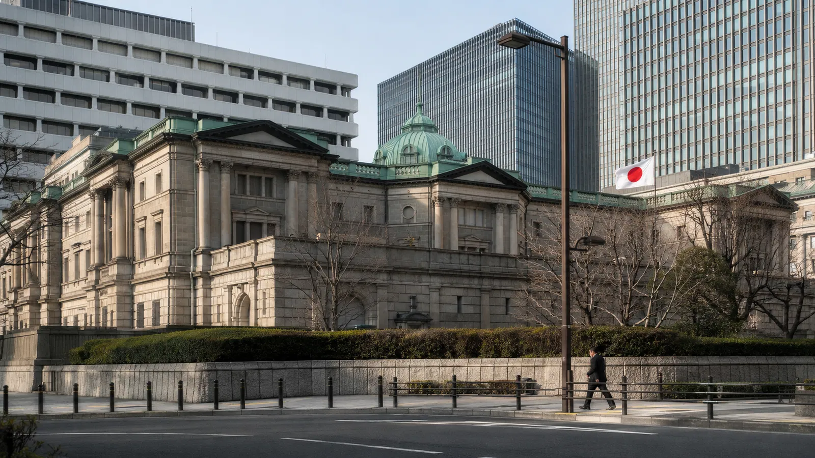 Executivos japoneses, notas de iene e porto de importação.