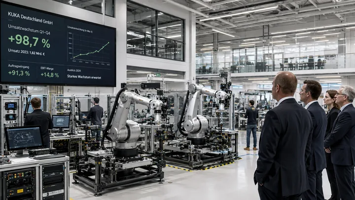 Imagem de capa com robôs industriais trabalhando em fábrica moderna, formato 16:9.