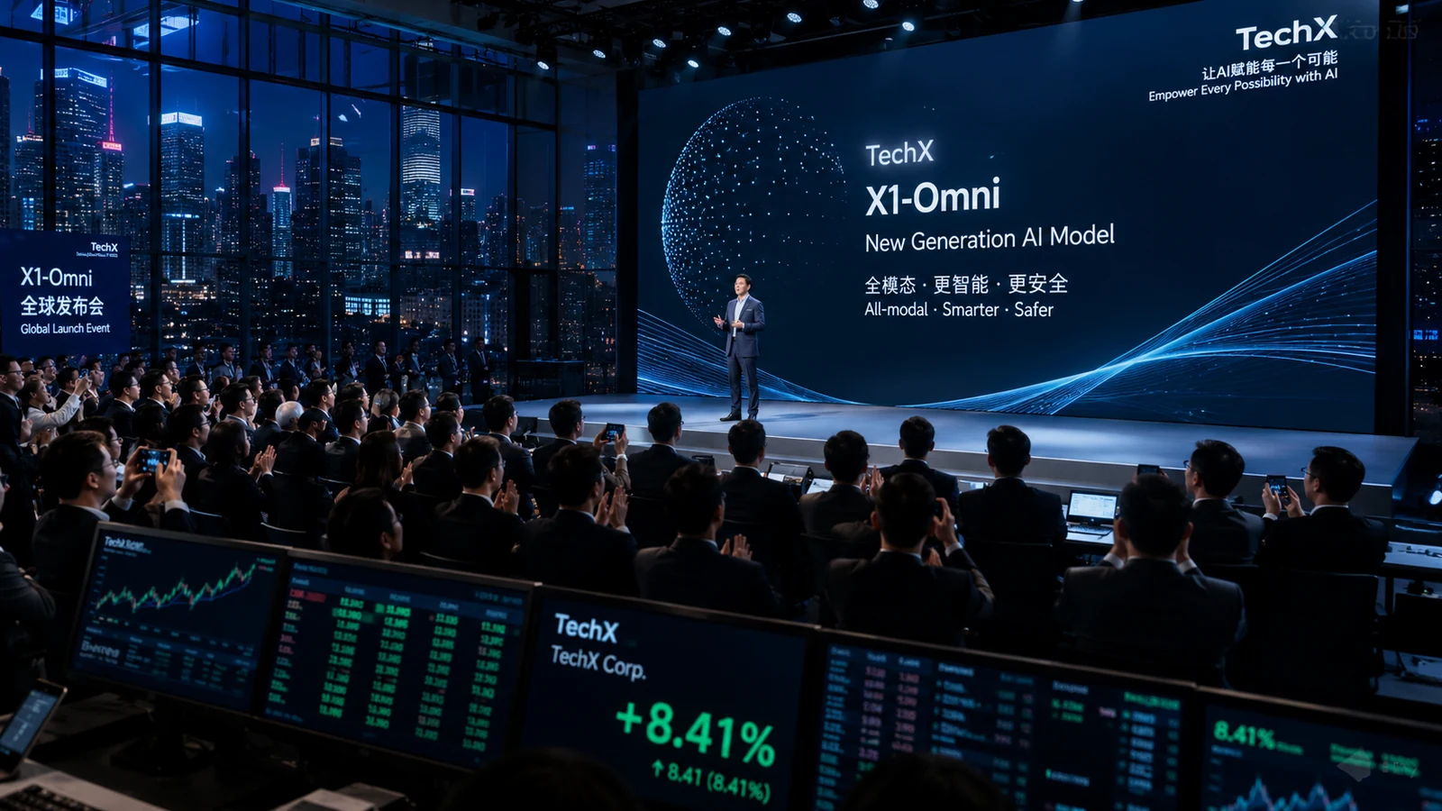 Imagem de capa com nuvem Alibaba, modelo Qwen e gráfico de alta de 7%, formato 16:9.